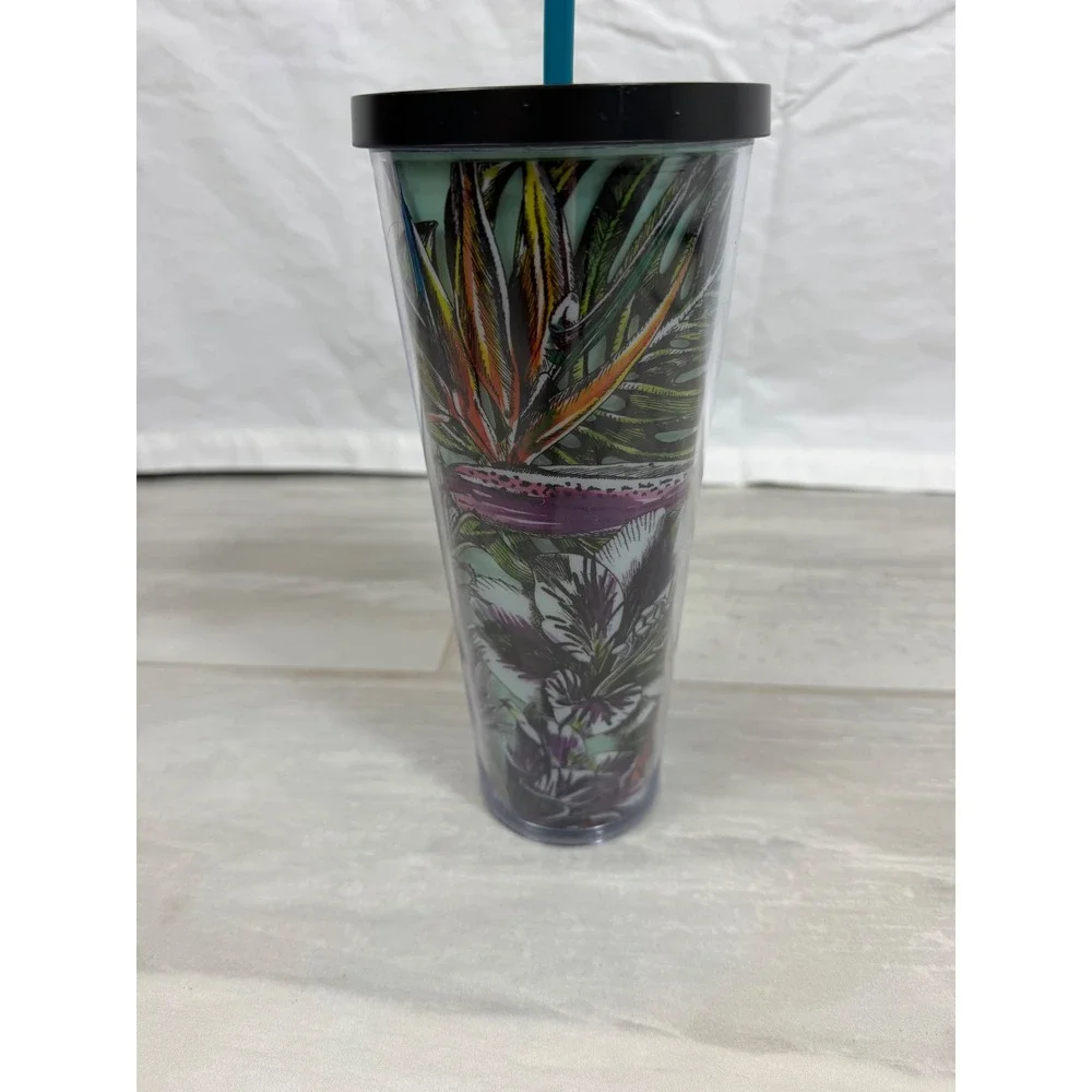Starbucks Tropical Floral Cold Cup Tumbler 24oz Mint Green Botanical Venti Mug